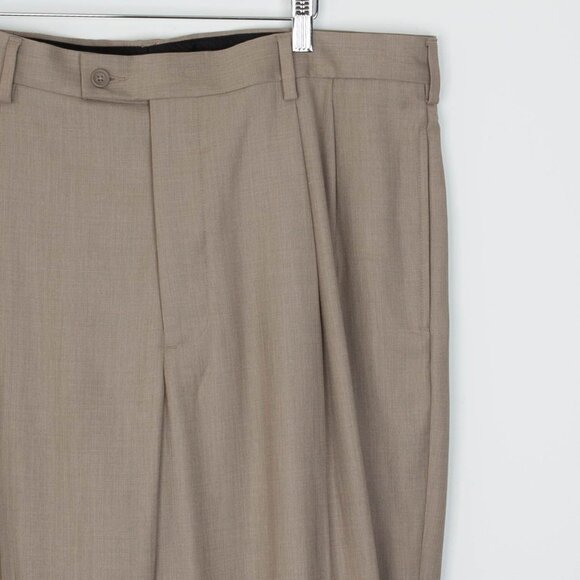 J. Ferrar Mens Classic Fit Pleated Dress Pants Size 38 x 29 Cuffed Tan Career - Picture 2 of 7